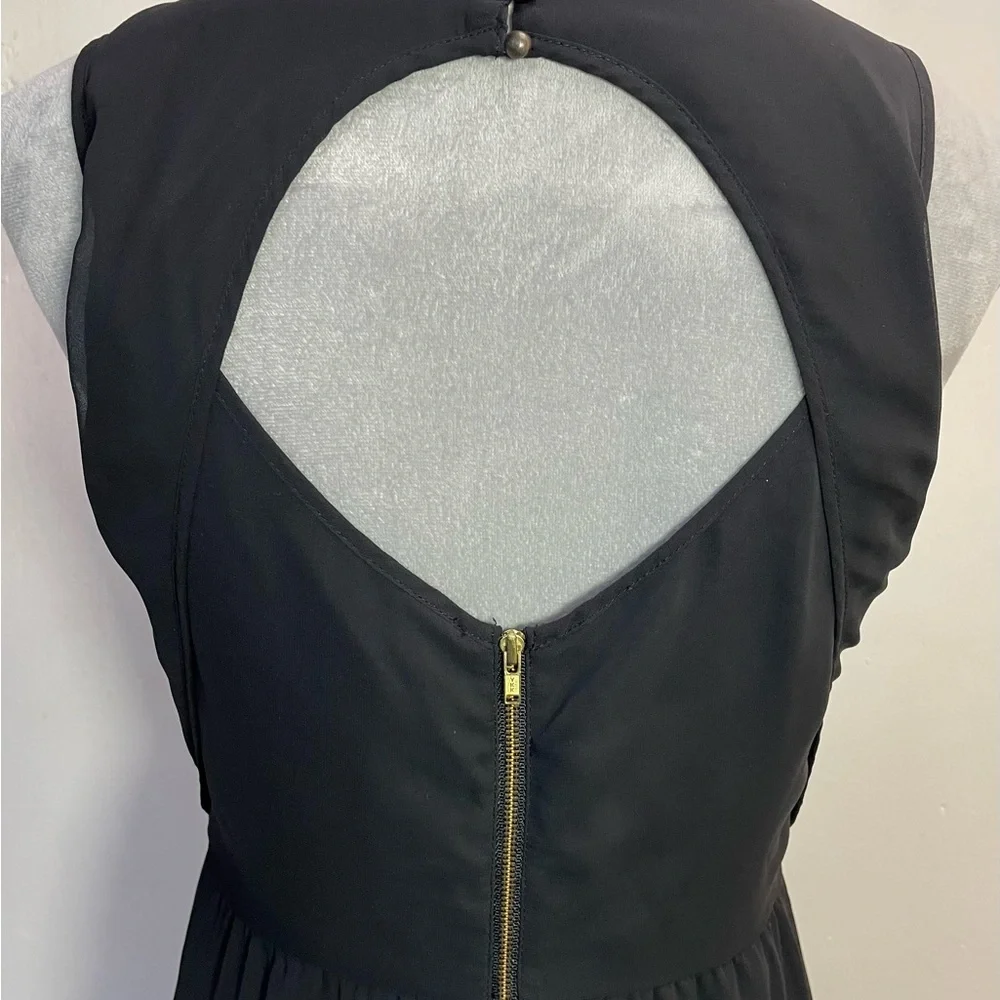 #0156 The Limited Black Sheer Overlay Open Back High-Low Dress-4 - Picture 7 of 12